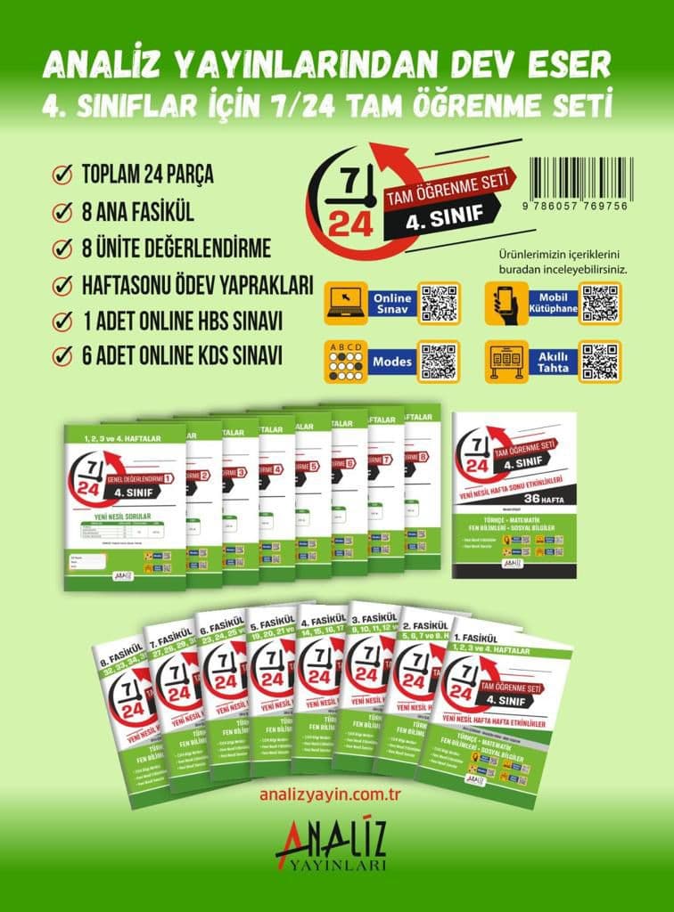4.SINIF 7/24 TAM ÖĞRENME SETİ