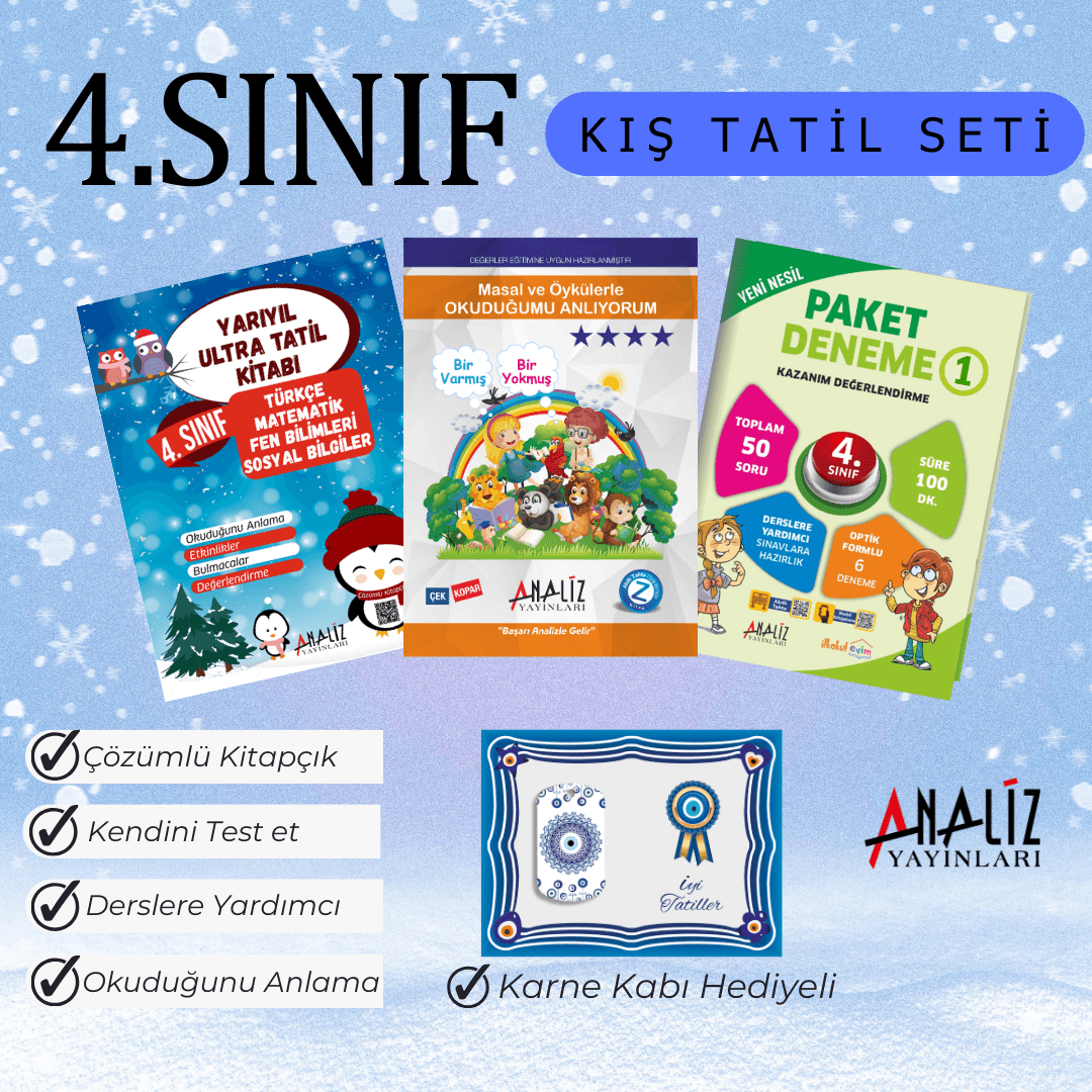 4.SINIF KIŞ TATİL SETİ (YARIYIL TATİL+ MASAL ÖYKÜ+ PAKET DENEME) NAZAR BONCUKLU KARNE KABI HEDİYELİ