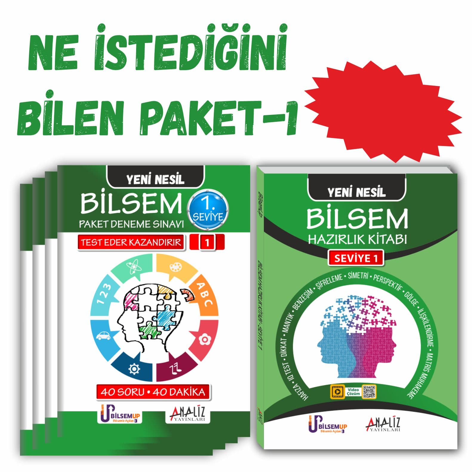 BİLSEM NE İSTEDİĞİNİ BİLEN PAKET 1 (HAZIRLIK KİTABI+PAKET DENEME) 