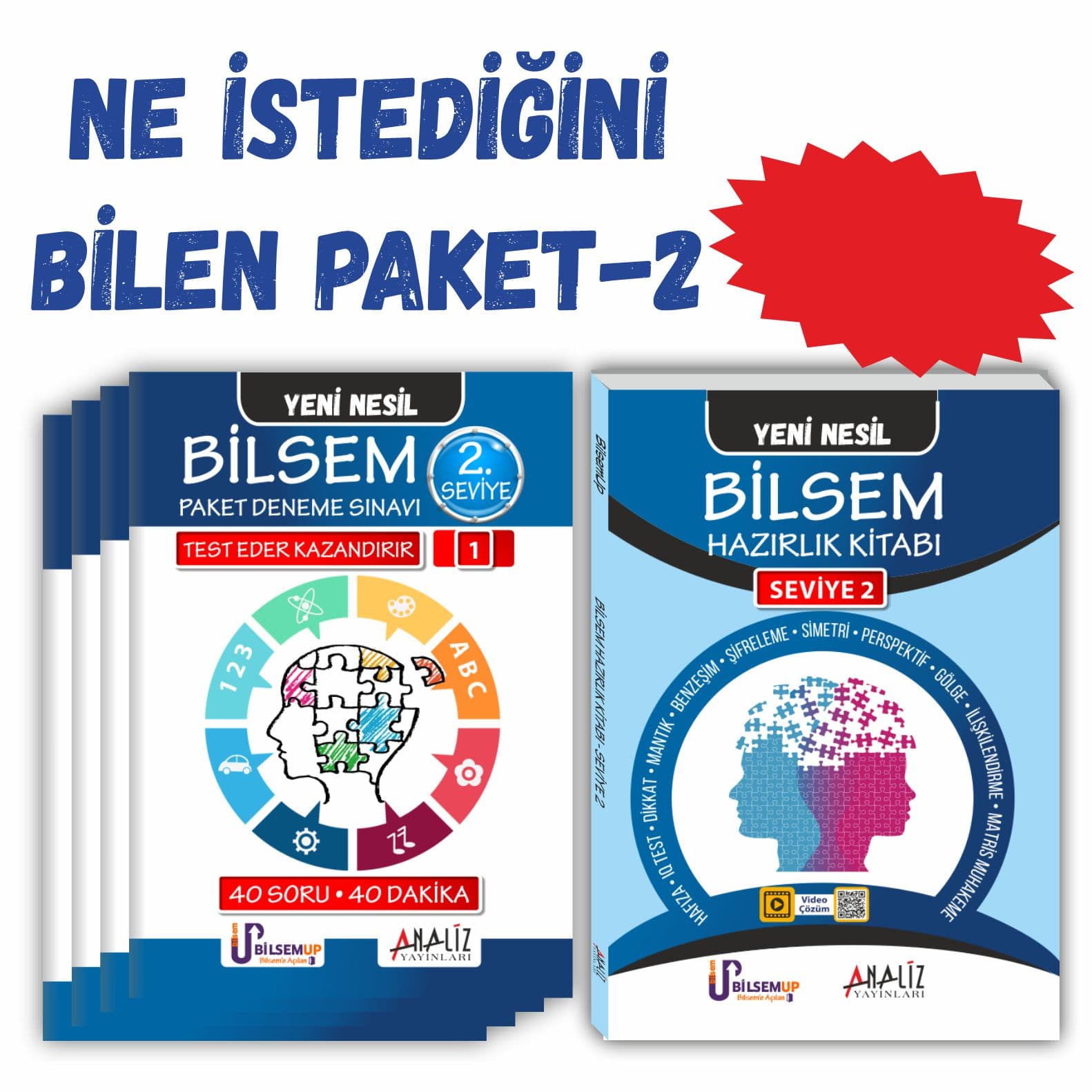 BİLSEM NE İSTEDİĞİNİ BİLEN PAKET 2(HAZIRLIK KİTABI + PAKET DENEME)