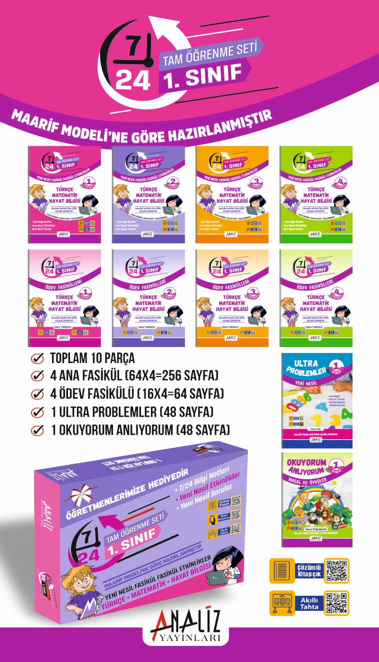 1.SINIF 7/24 TAM ÖĞRNME SETİ 2.DÖNEM (10 PARÇA)