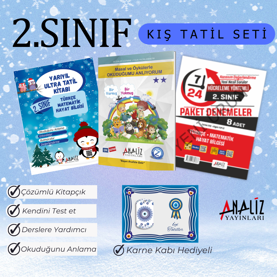2.SINIF KIŞ TATİL SETİ (YARIYIL TATİL+ MASAL ÖYKÜ+ HAFTA SONU ETKİNLİKLERİ) NAZAR BONCUKLU KARNE KABI HEDİYELİ