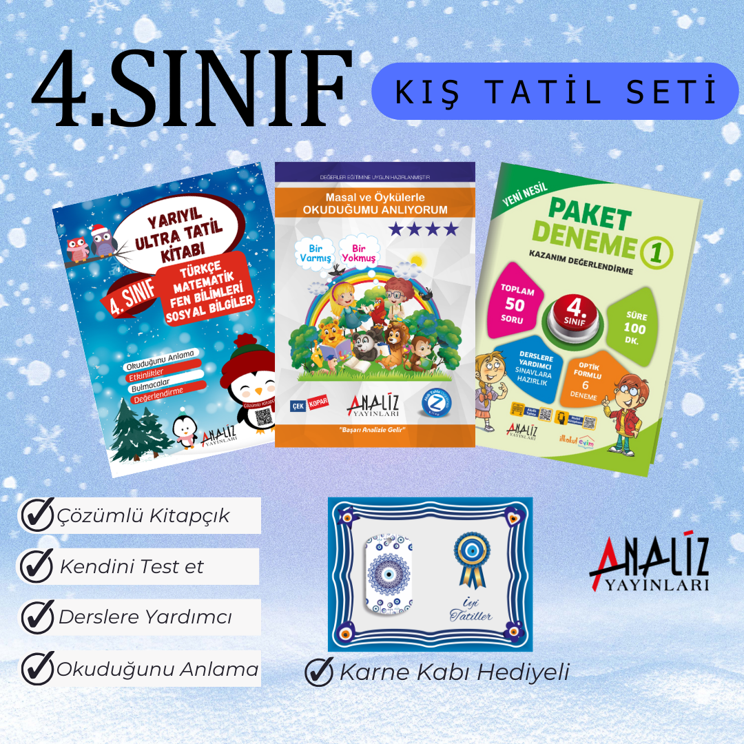 4.SINIF KIŞ TATİL SETİ (YARIYIL TATİL+ MASAL ÖYKÜ+ PAKET DENEME) NAZAR BONCUKLU KARNE KABI HEDİYELİ